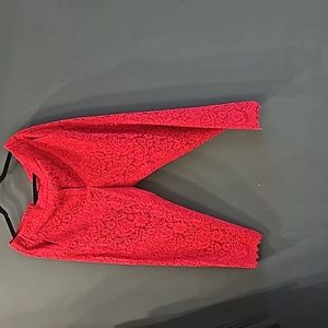 J crew red lace cropped pant